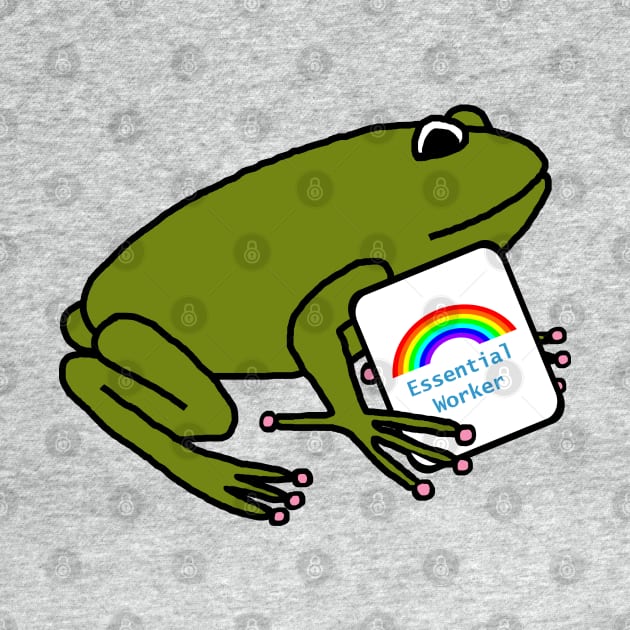 Frog with Worker Rainbow Essential Employee Meme by ellenhenryart